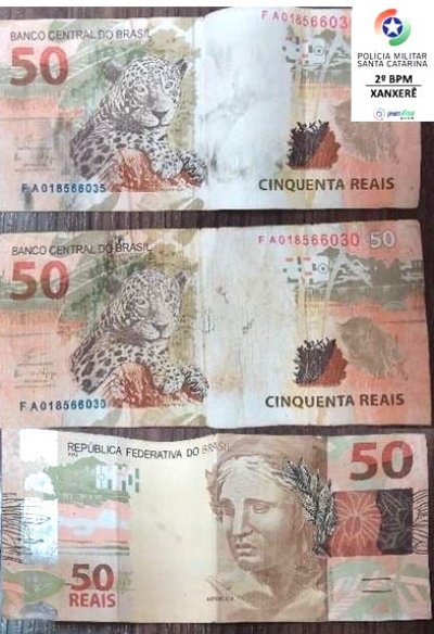Na segunda (19), um idoso foi flagrado com notas falsas de R$ 50,00 em Xanxerê