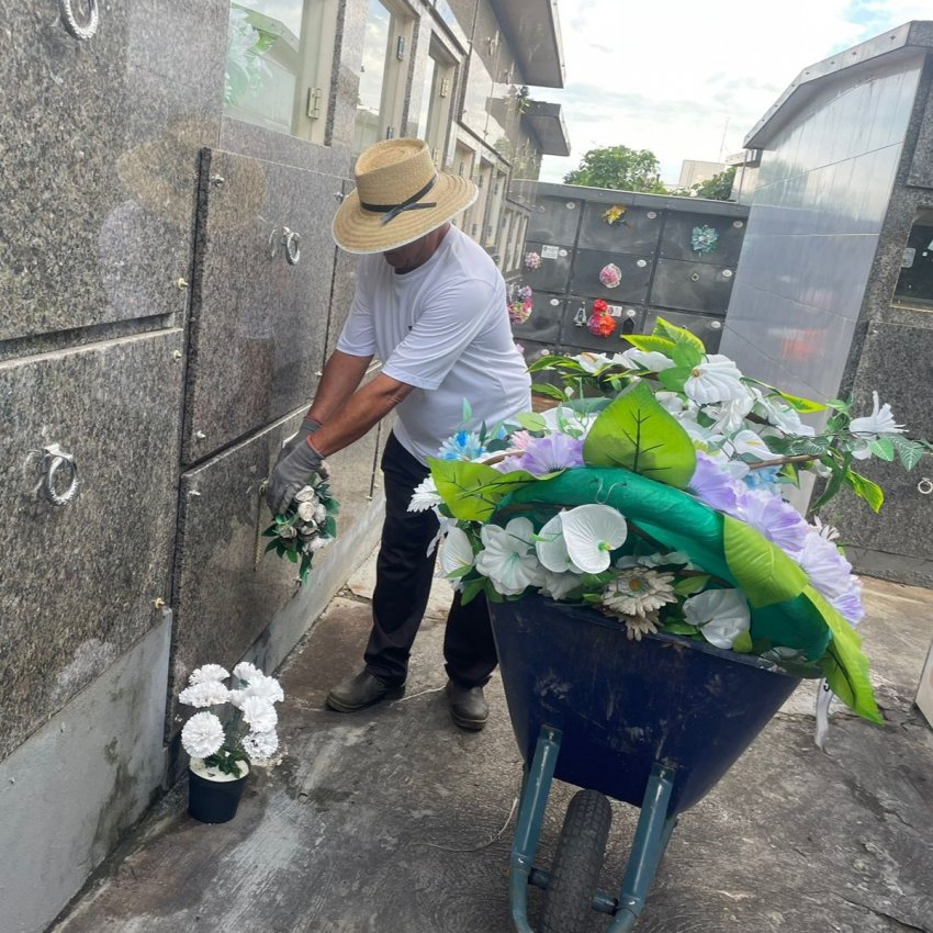 Defesa Civil de Xaxim faz limpeza diária no cemitério para prevenir proliferação do mosquito da dengue