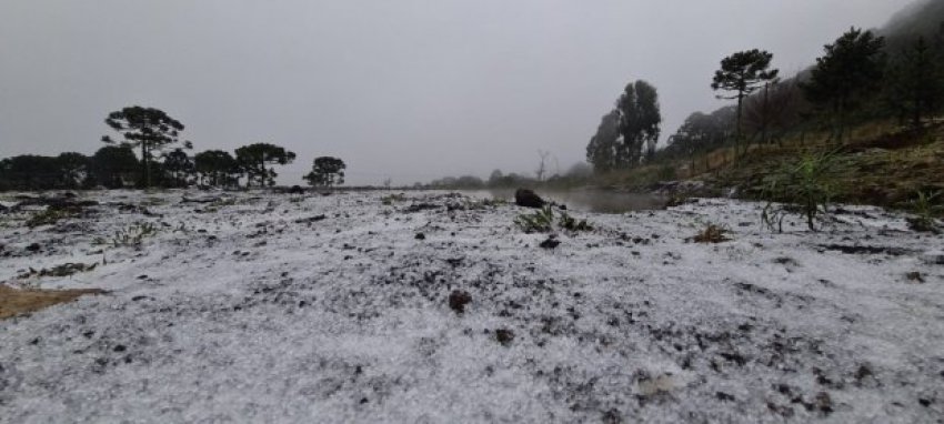 Neve registrada no Vale do Cruzeiro, em São Joaquim