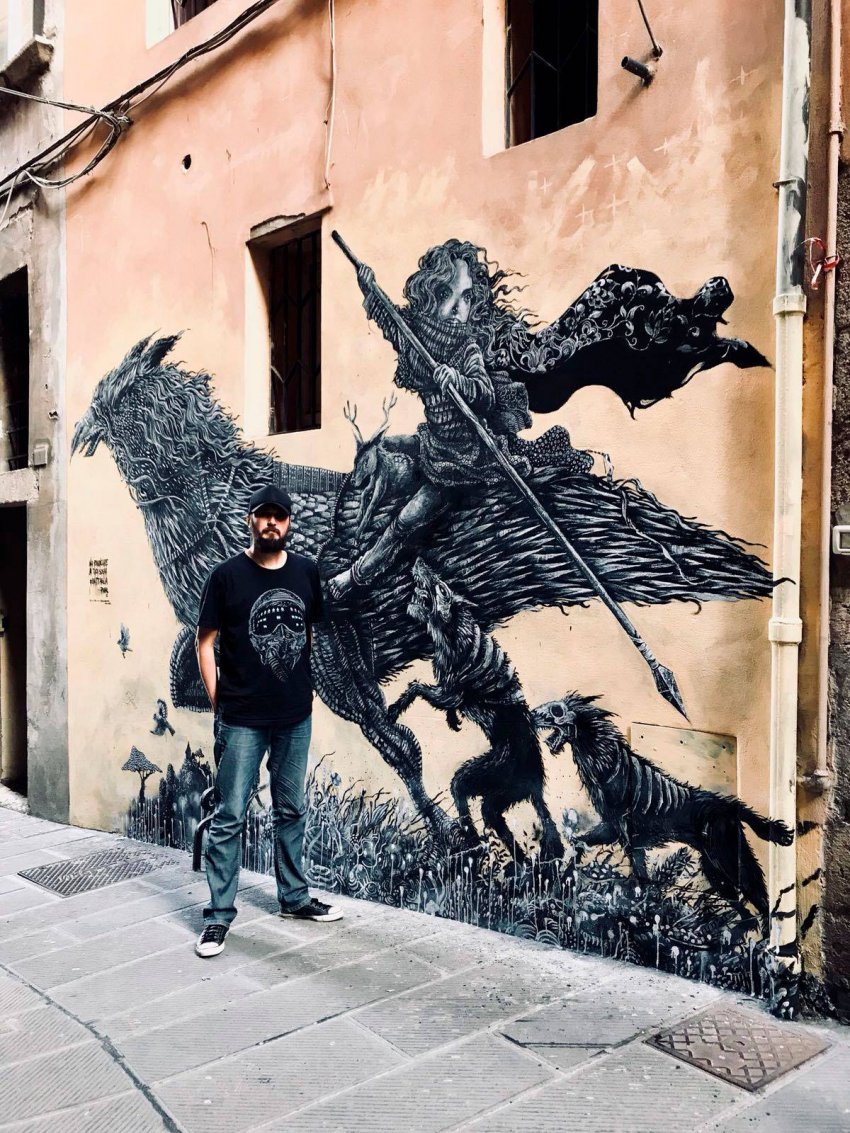 Rogério Puhl pintou um mural no Centro Histórico de Perugia, na Itália
