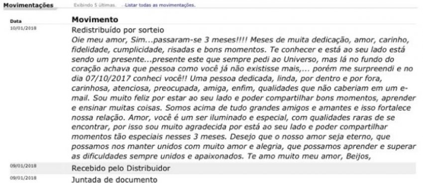 Texto publicado por servidora em processo que tramita em Florianópolis (Foto: Reprodução)