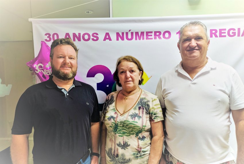 Sócios proprietários da Vang FM, Júnior Locatelli, Maria Luiza Locatelli e Lírio Dagort